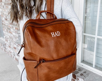 Monogrammed Laptop Backpack Women, Laptop Bag Women, Work Bag, Personalized Backpack, Business Backpack, Vegan Leather Backpack, Beaumont