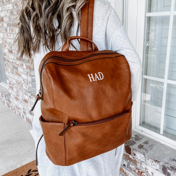 Monogrammed Laptop Backpack Women, Laptop Bag Women, Work Bag, Personalized Backpack, Business Backpack, Vegan Leather Backpack, Beaumont