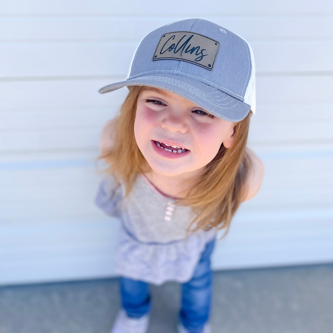 Kids Leather Patch Hat Kids Trucker Hats Girls Personalized - Etsy