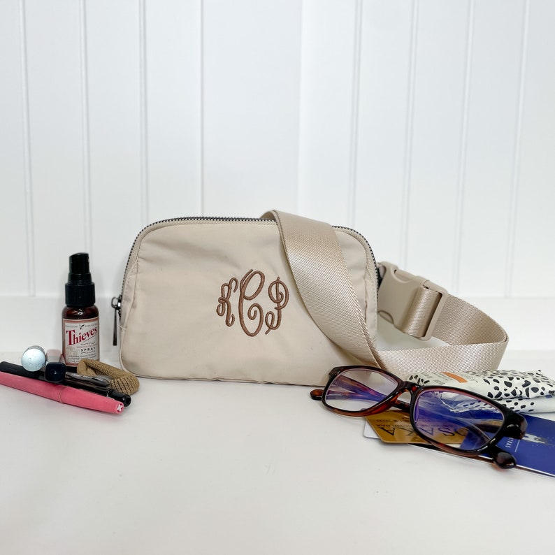 Personalized Belt Bag for Women, Monogrammed Fanny Pack, Nylon Sling Bag, Waist Bag, Block Letter, Personalized Gift for Her, Teens, Miami image 4