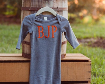 Monogram Baby Gown Boy | Baby Boy Coming Home Outfit | Baby Boy Gift | Baby Shower Gift | Take Home Outfit | Infant Gown | Baby Boy Gown