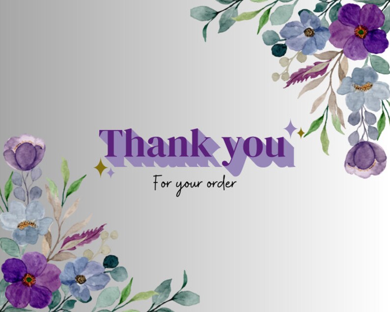 Purple Floral Thank You for Your Order Card - Etsy