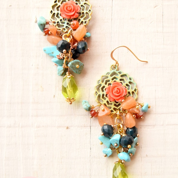 Boucles d’oreilles capteur de rêves rose, boucles d’oreilles pendentifs en cristal, boucles d’oreilles en agate orange, boucles d’oreilles en cristal, boucles d’oreilles spéciales pour elle