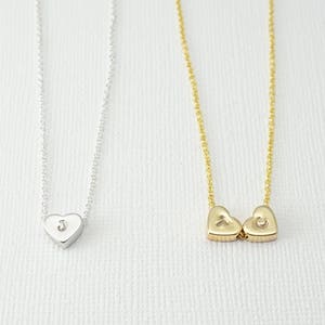 Initial Necklace, Tiny Heart Necklace, Simple Necklace,Delicate Necklace,Bridesmaid, Layering Necklace, Personalized Neckace, Girls Necklace