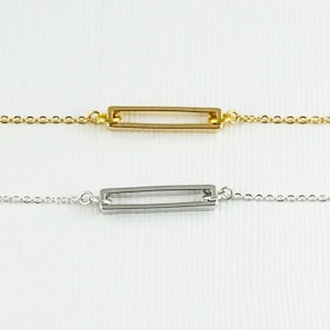 Open Rectangle Necklace, Simple Necklace,Delicate Necklace, Geometric Necklace, Bridesmaid, Layering Necklace