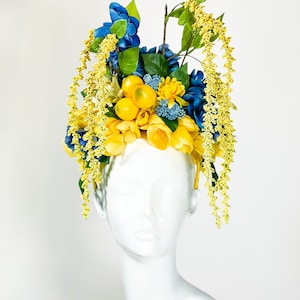 Fascinator, Kentucky Derby fascinator, Flower Crown, Floral Headpiece, Floral Headband, Festival Headpiece, Wedding Headband