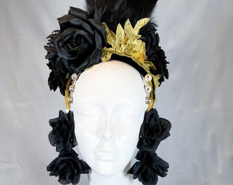 Fascinator, Kentucky Derby fascinator, Flower Crown,Floral Headpiece, Floral Headband, Festival Headpiece, Wedding Floral Headband