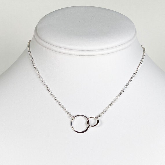 Double Ring Necklace: Sterling Silver or Rose Gold Vermeil