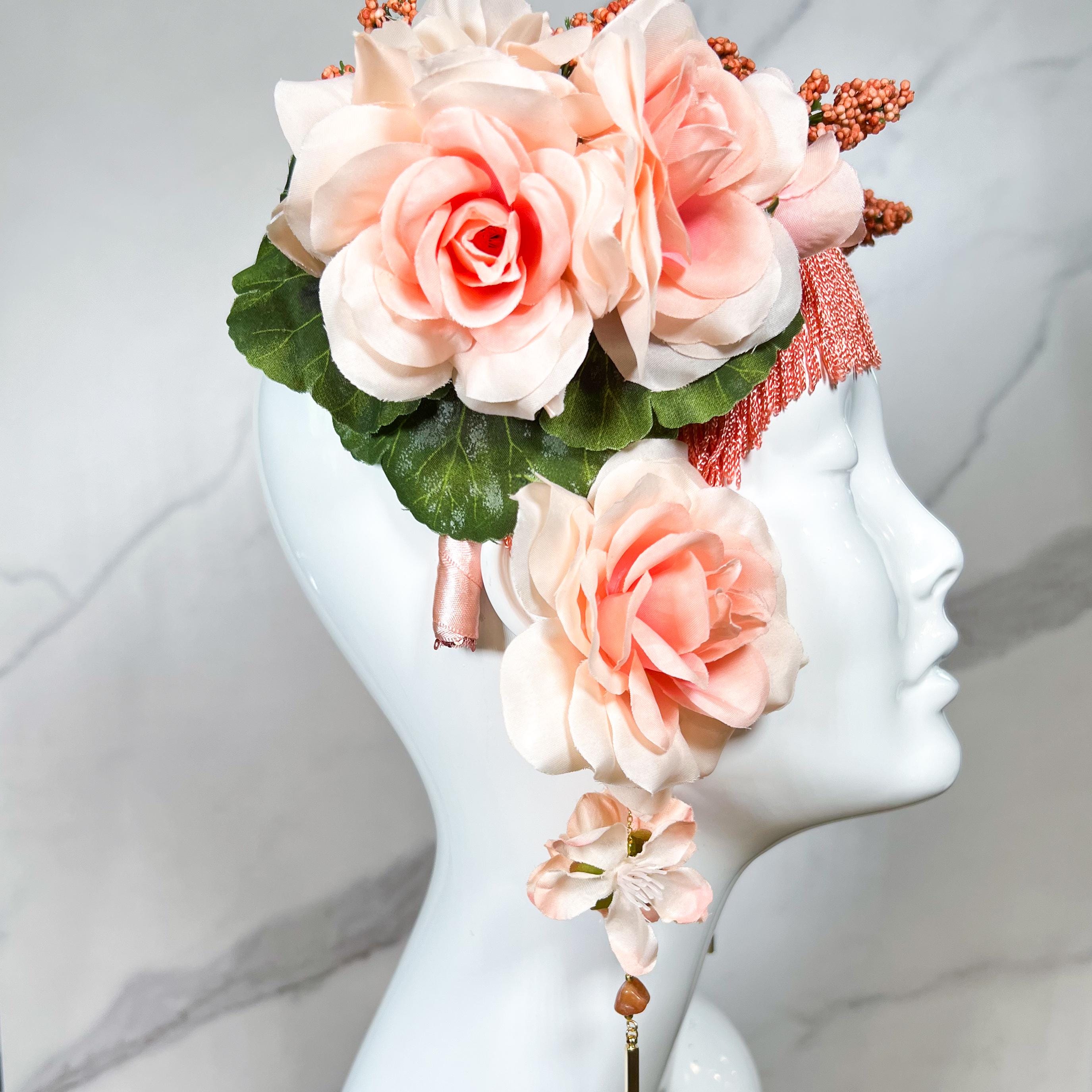 Fascinator, Kentucky Derby fascinator, Flower Headband, Flower Crown, Floral Headpiece, Floral Headband, Festival Headpiece