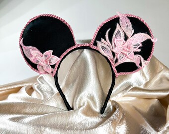 Mickey Ears, Minnie Ears, Mouse ears with flexible headband, No headache Disney Ears, Black and Pink mouse ears