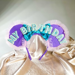 Orejas de Mickey, Orejas de Minnie, Orejas de ratón con diadema flexible, Orejas de Disney sin dolor de cabeza, Orejas de ratón de cumpleaños