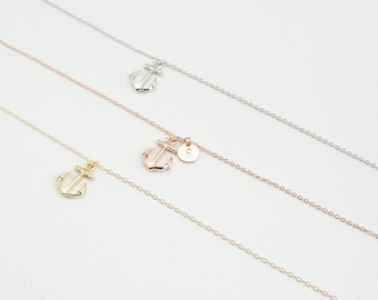 Personalized Anchor Initial Necklace: Silver, Gold, Rose Gold