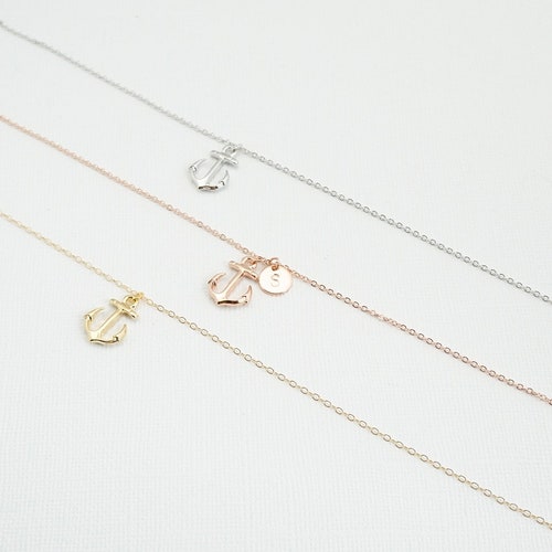 Anchor Necklaceinitial Necklace Best Friend Necklace - Etsy