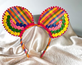 Mickey Ears, Minnie Ears, Mouse ears with flexible headband, No headache Disney Ears, plaid mouse ears, plaid Minnie ears