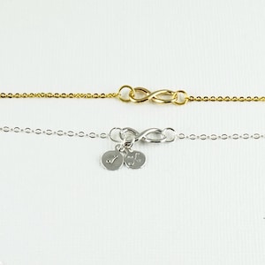 Personalized Infinity Necklace: Delicate Initial Charm, Silver or Gold