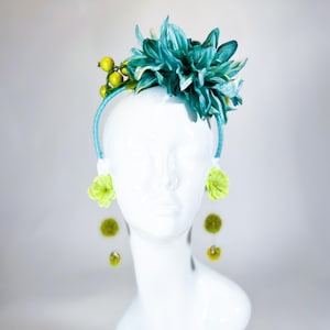 Flower Headband, Floral Headpiece, Flower Crown, Festival Headpiece, Wedding Headband, Kentucky Derby Headpiece, Statement Earrings