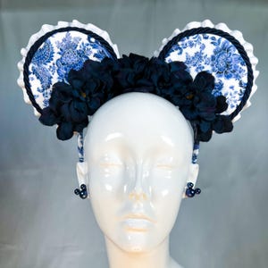 Mickey Ears, Minnie Ears, Mouse ears with flexible headband, No headache Disney Ears, floral mouse ears, blue Minnie ears,