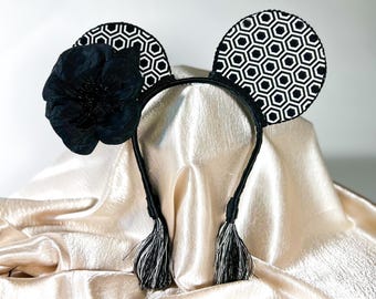 Mickey Ears, Minnie Ears, Mouse ears with flexible headband, No headache Disney Ears, black and white mouse ears