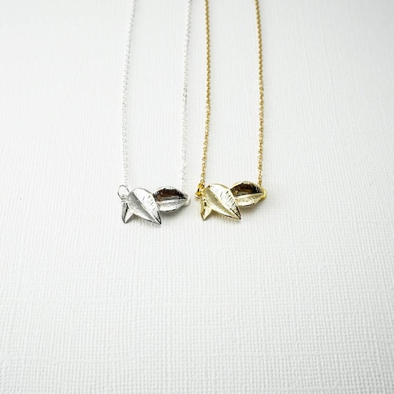 Delicate Leaf Necklace: Silver or Gold Plated Cable Chain - Etsy