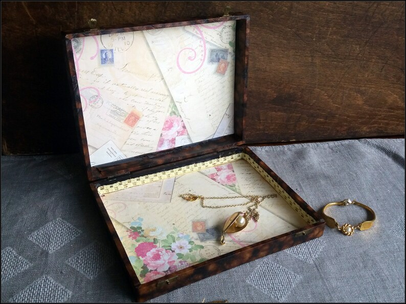 Handmade altered big old box with a victorian lady image