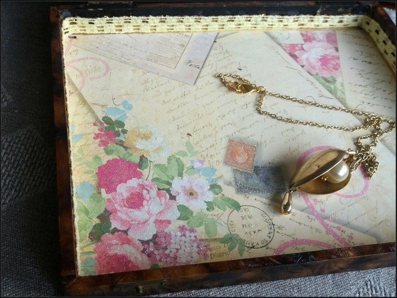 Handmade altered big old box with a victorian lady image