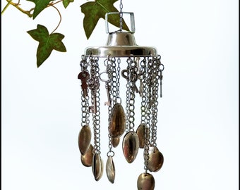 Handmade small silver junk rose spoons windchime