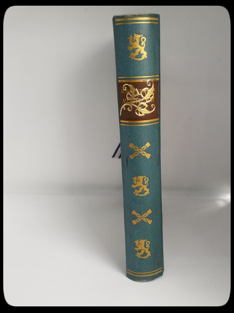 Handmade old book cover big blue trinket box