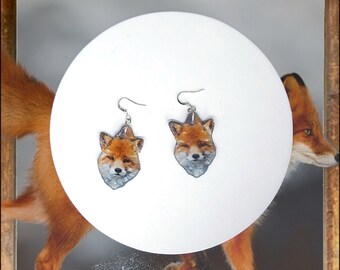 Prisme en verre OOAK fait à la main Fox boucles d’oreilles pendantes