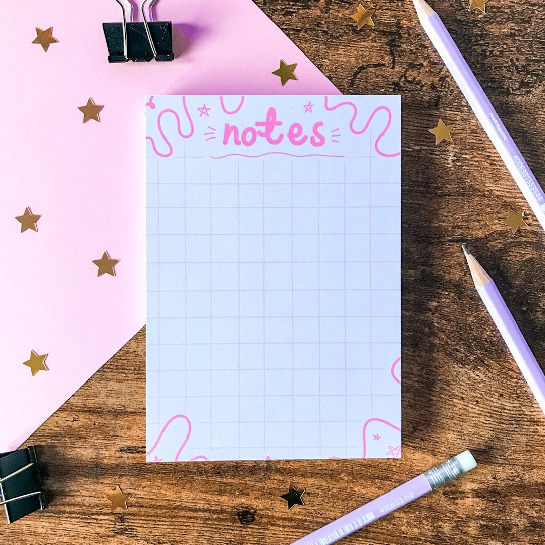 Pink Notes Notepad A6 Notepad Cute Pink Memo Pad Handmade Etsy