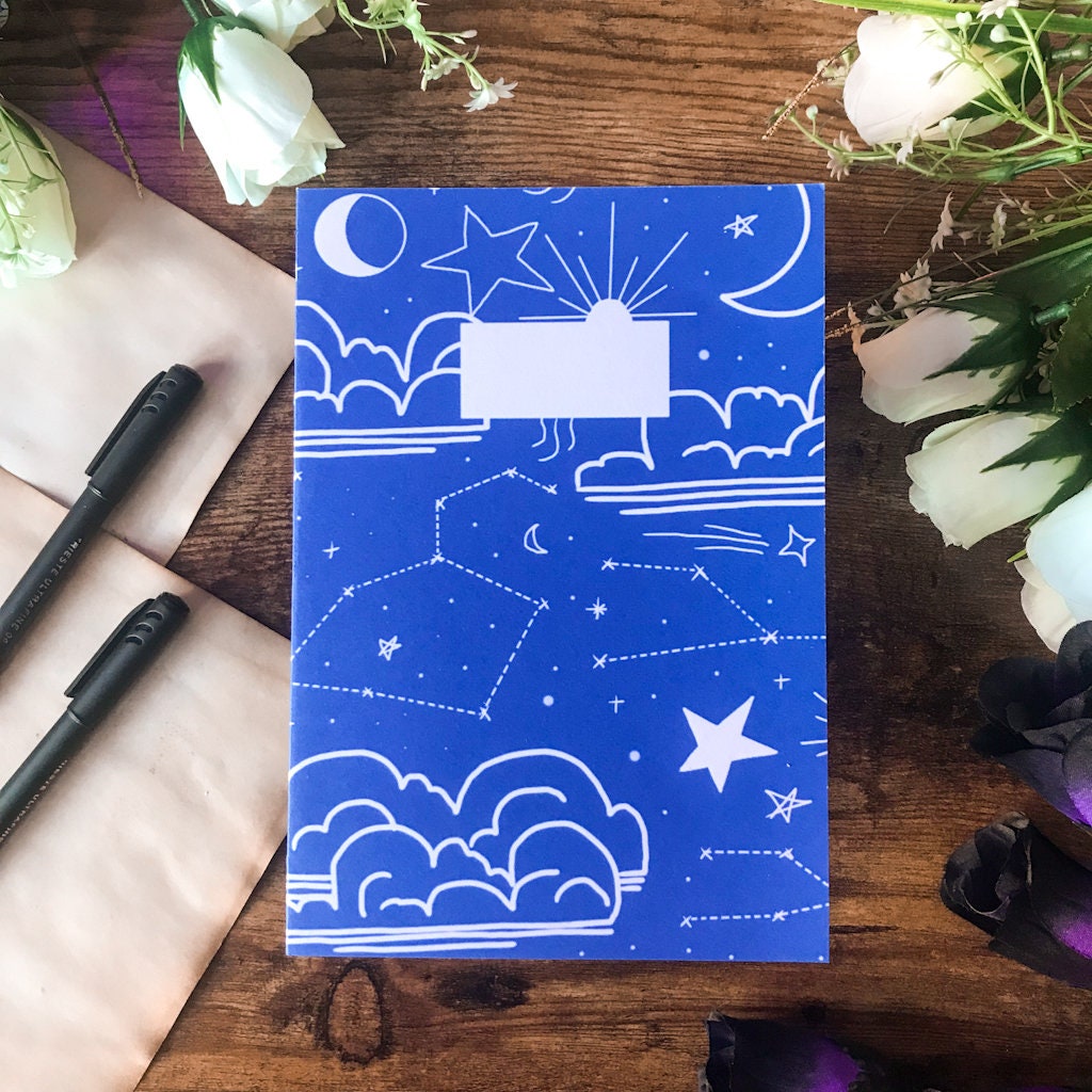 Cahier De Note Page De Garde Galaxie Carnet de notes à couverture souple lune et étoiles journal - Etsy France