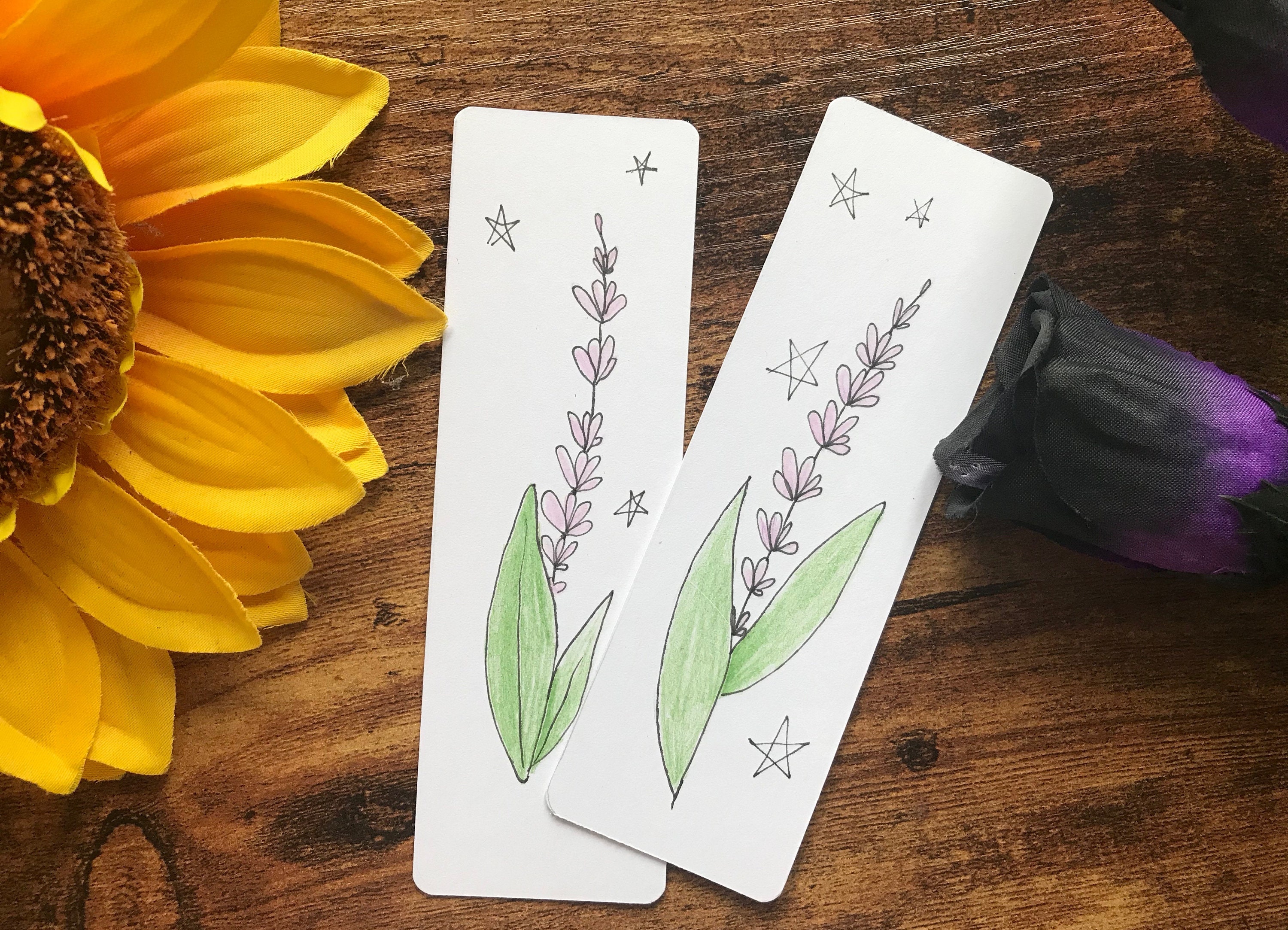 hand-drawn-lavender-bookmark-witchy-unique-bookmark-handmade-etsy