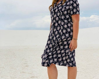 90s Leslie Fay Dresses Navy Floral Dress