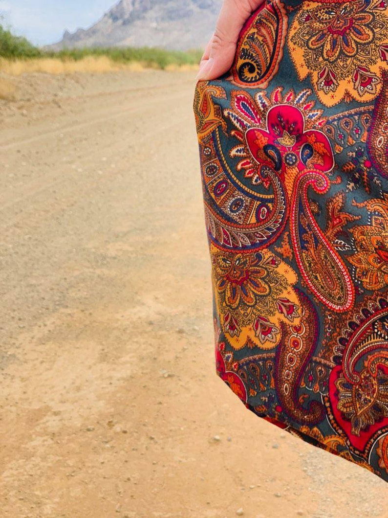 90s Brown Paisley Print Skirt