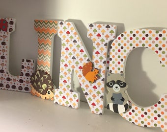 Woodland letters, animal letters for baby nursery