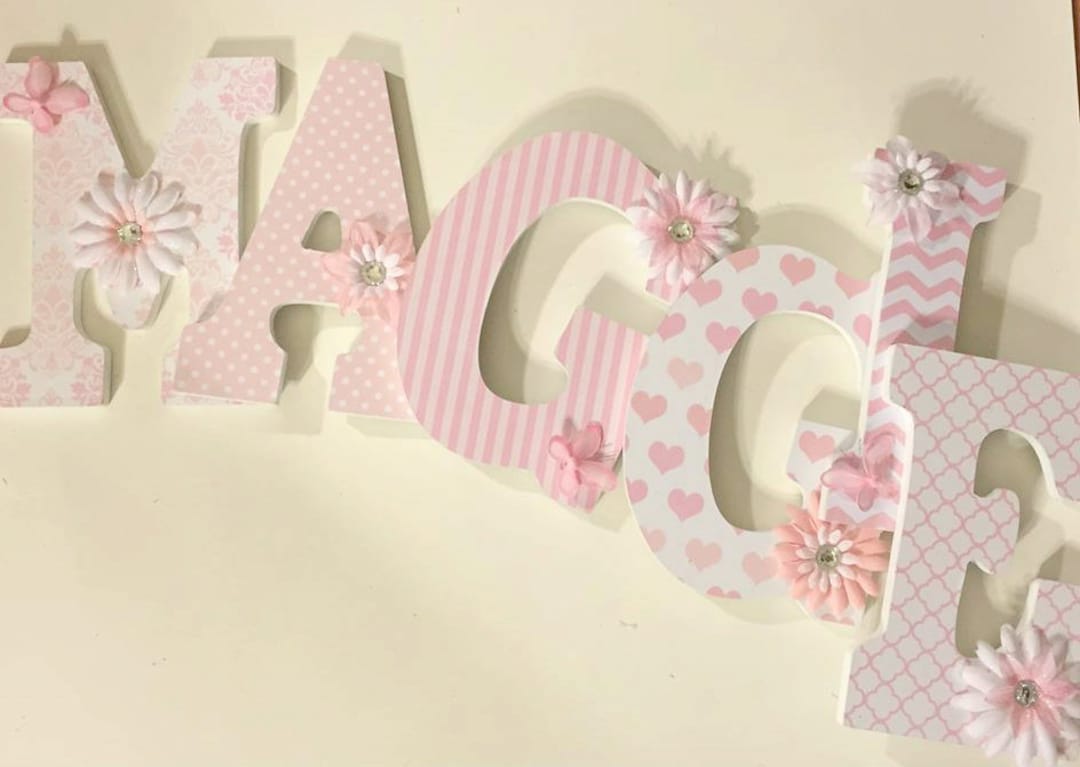 Pink Wood Letters, Wall Letters for Girls, Baby Nursery Letters, Letters With Butterflies