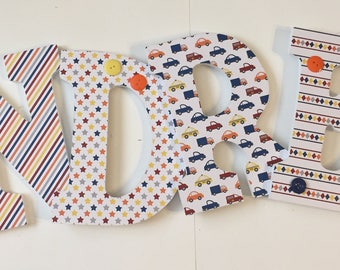 boys letters, baby car letters, baby nursery letters for wall, wood letters, hanging wall letters for dorm, nursery, room letters, cars