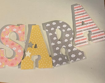 Baby or Child Wall letters star and moon in pink and gold