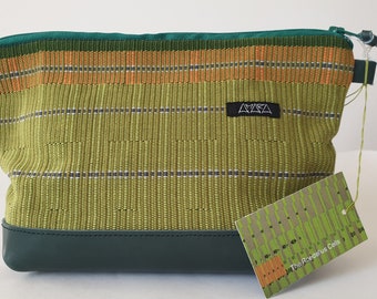 hand-woven small bag, necessaire , cross-body bag, purse or clutch with leather bottom.