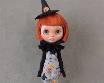 Halloween Blythe, Blythe Halloween outfit, Blythe jumpsuit, Blythe boho, Halloween outfit witch