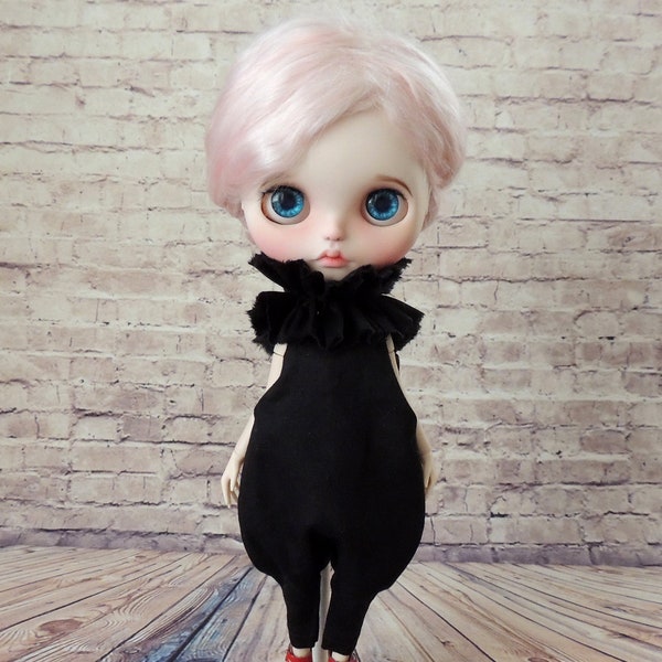 Blythe black jumpsuit, Blythe Gothic jumpsuit, Blythe Halloween, Blythe black outfit, Blythe clothing.