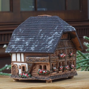 Midene Ceramic Art Cone Incense Holder Room Decoration Handcrafted Collectible Miniature Küherstock House in Emmental, Switzerland