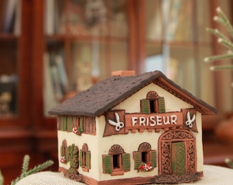 Keramik Friseurhaus: Sammlerstück Bavaria Miniatur Teelichthalter