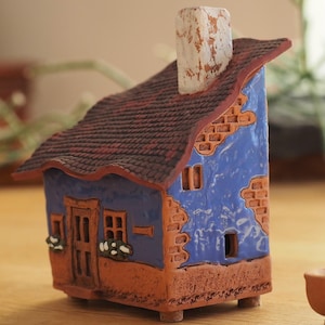 Handcrafted Ceramic House Incense Holder: Collectible Miniature Art