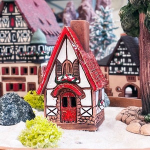 Ceramic miniature house Cone Incense Holder incense burner Home Decor Handmade miniature Fantasy clay House R504WR Midene