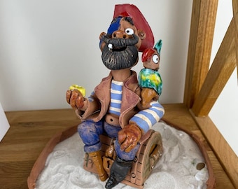 Handmade Ceramic Pirate Incense Holder Figurine Home Decoration RF31