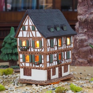 Handmade Ceramic Colmar House Tea Light Holder: Essential Oil Burner