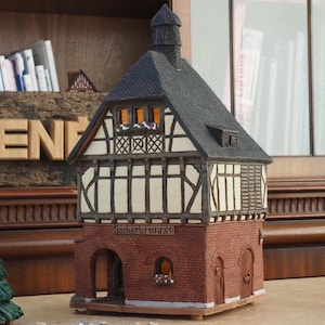 Handcrafted Ceramic Tealight Holder: Miniature Old Bäckerbrunnen, Germany