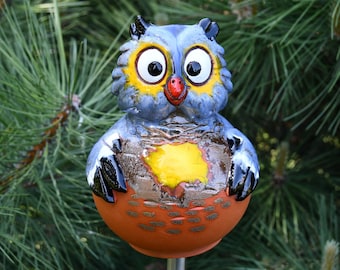 Garden Owl Garden Stake Ceramic bird garden decor bird Frostproof Handmade Hand painted lawn stake ceramic garden ball GKW28 Midene