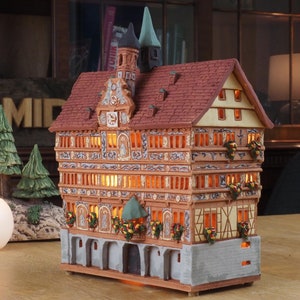 Ceramic house replica of Town Hall in Tübingen Tea light Candle Holder Home decor Collectible miniature house D293 Tiny mini House