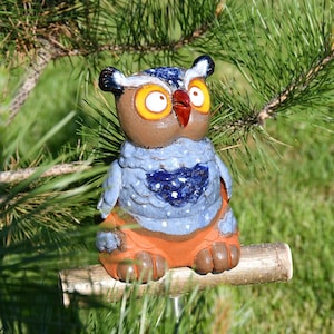 Ceramic bird Garden stake garden decor bird ceramic Owl lawn stake Bird figurine ceramic bird garden owl Frostproof Handmade Midene